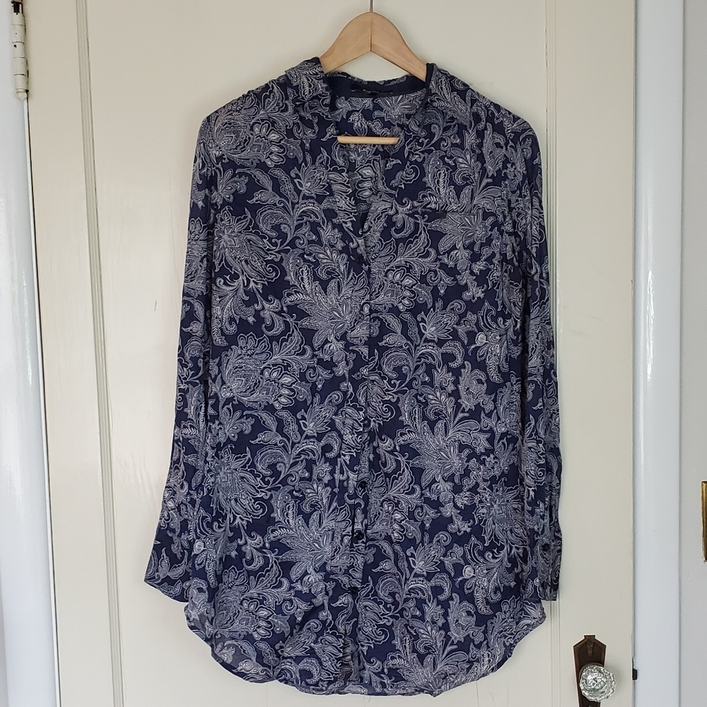 Express small cotton button-down tunic